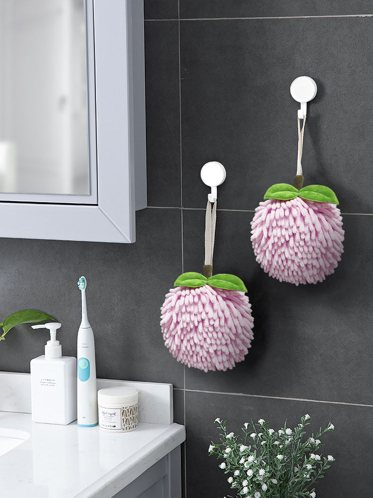 Fuzzy Ball Towels Set of 2 Pink Peach