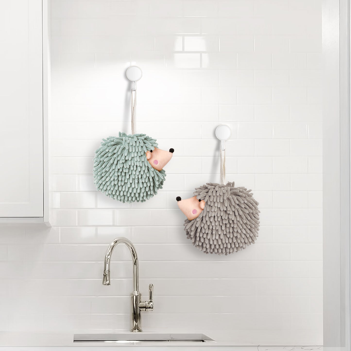 Hedgehog Hand Towels Pack of 2 Mint