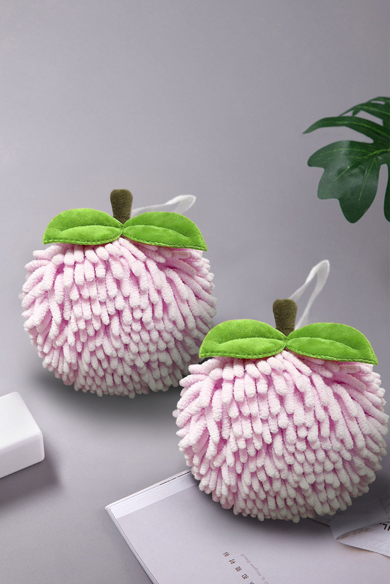 Fuzzy Ball Towels Set of 2 Pink Peach