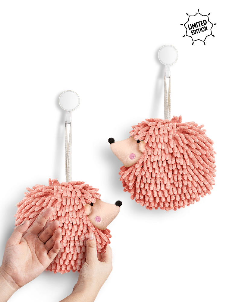 Hedgehog Hand Towels Pack of 2 Pink