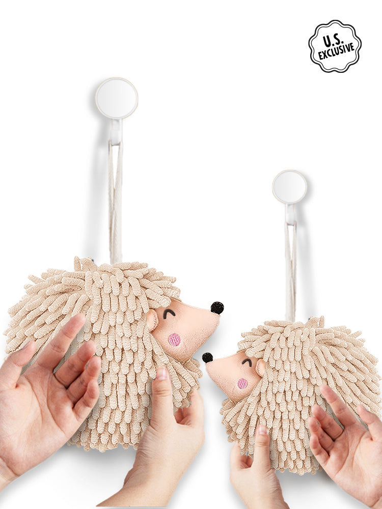 Smiley Hedgehog Hand Towel Pack of 2 (Big+Small) Beige