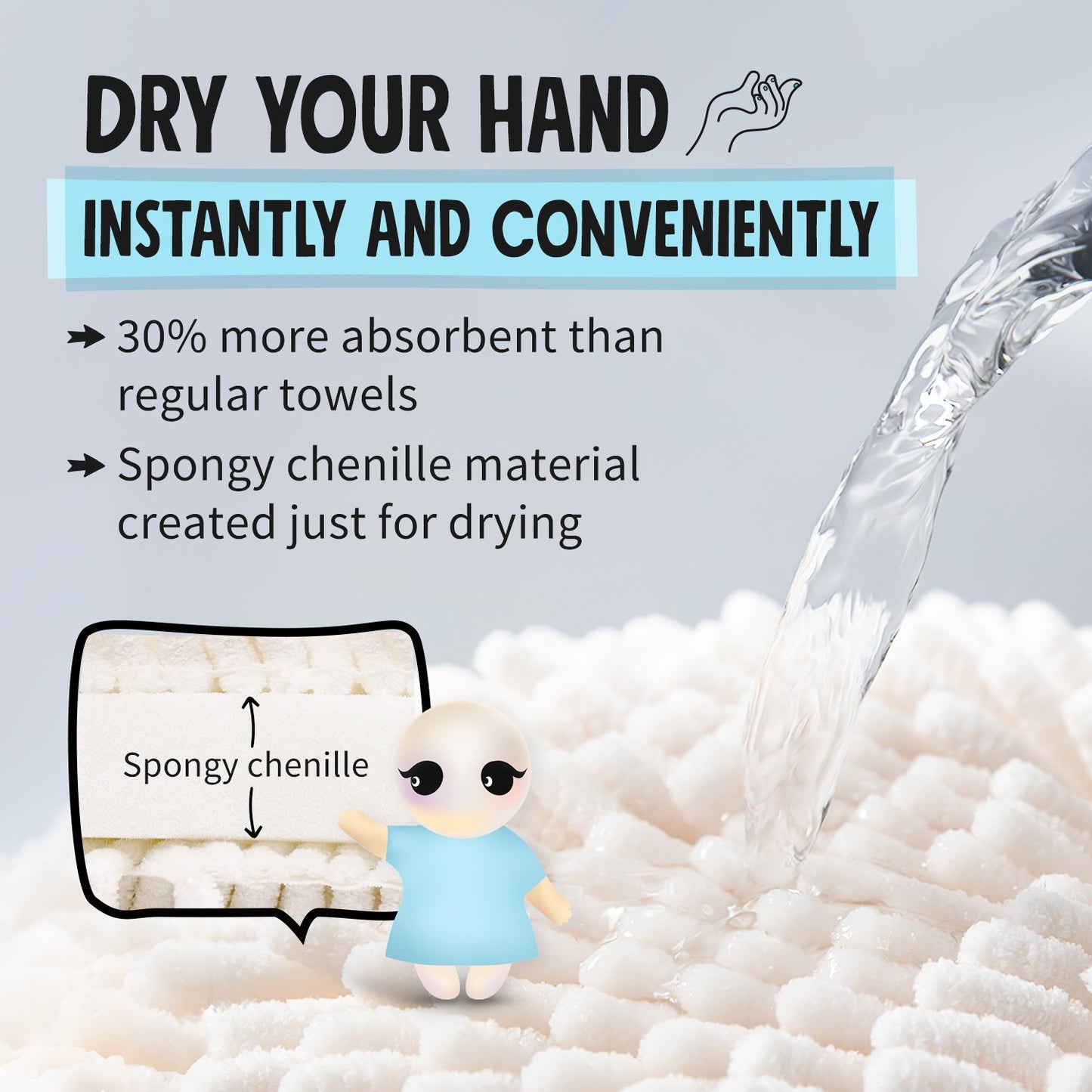 6-Piece Classic Fuzzy Ball Hand Towel Set