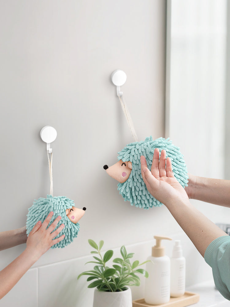 Smiley Hedgehog Hand Towel Pack of 2 (Big+Small) Aqua Mint