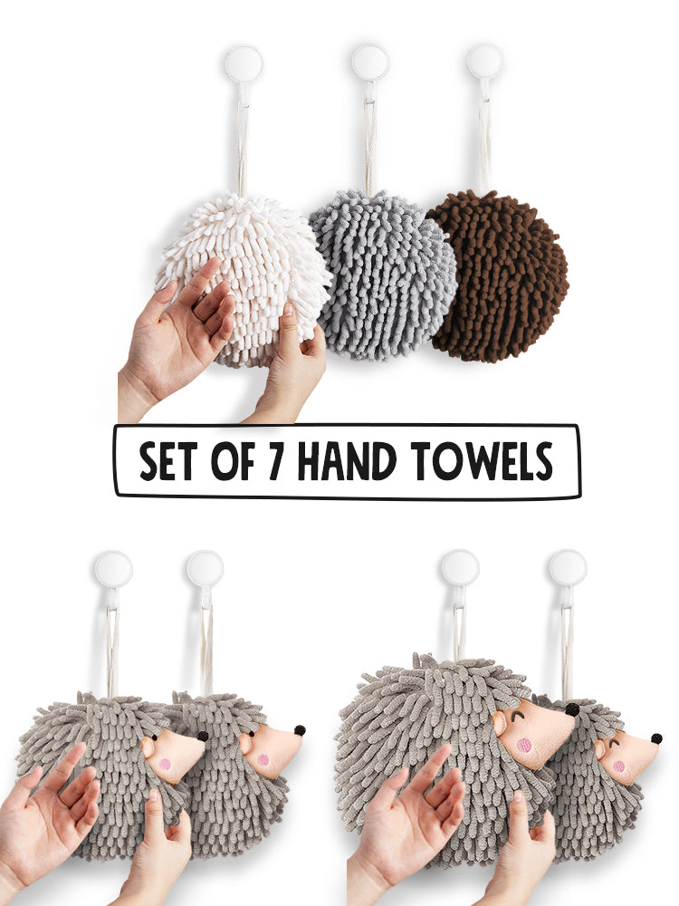 7-Piece Gray Accent Hand Towel Collection