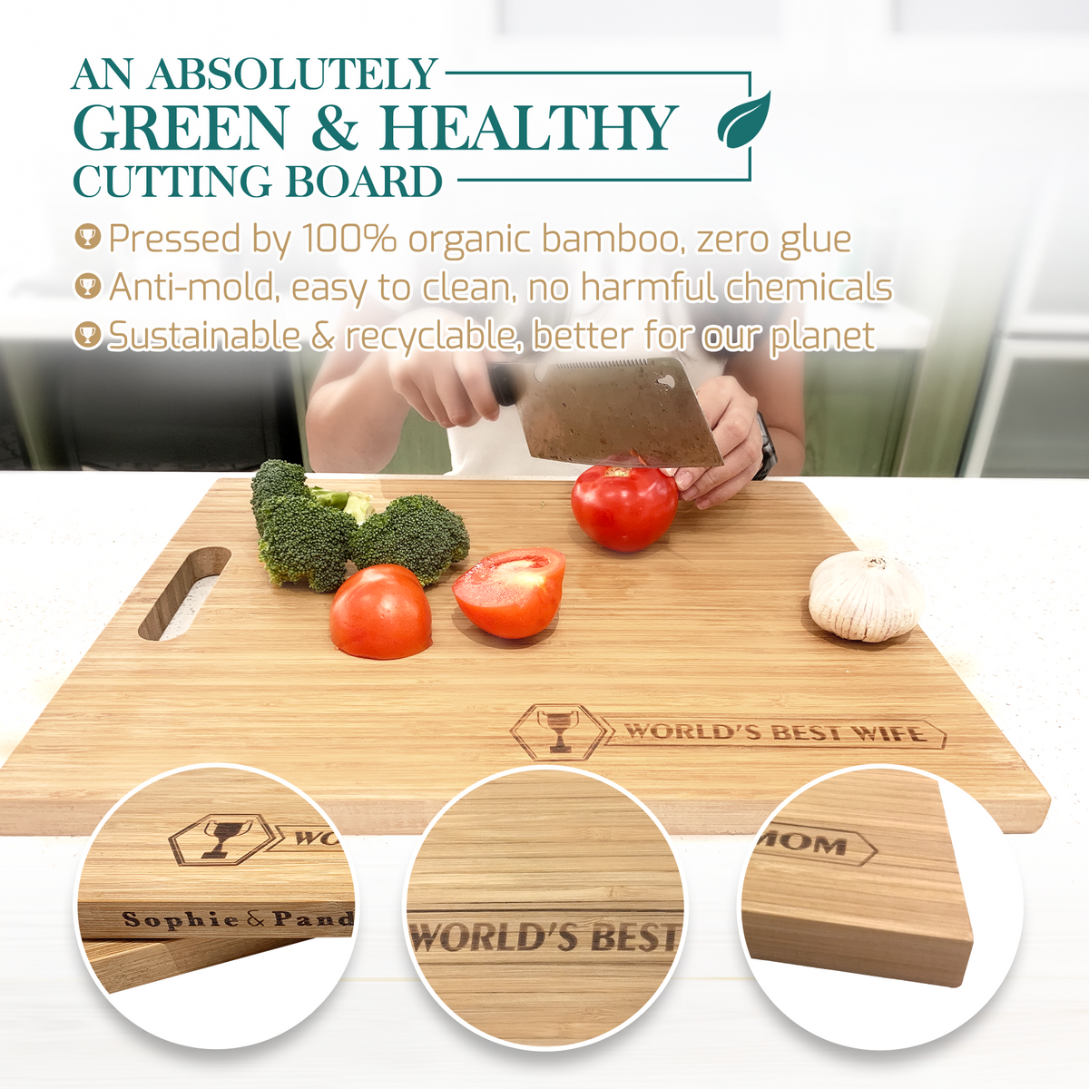 Organic Bamboo Personalized Cutting Board (Best Wife) - Cutting Board –  Sophie & Panda