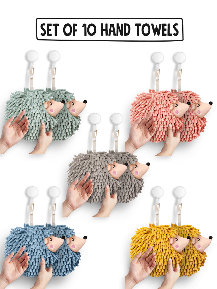 10-Piece Winky Hedgehog Hand Towel Set