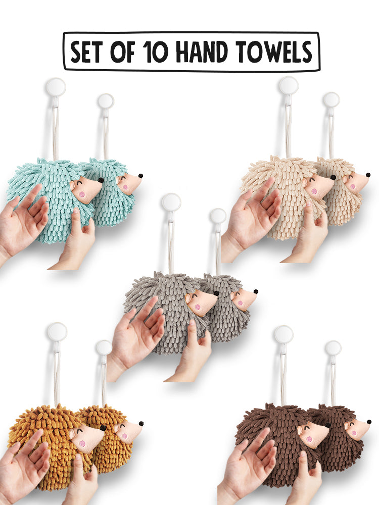 10-Piece Smiley Hedgehog Hand Towel Set