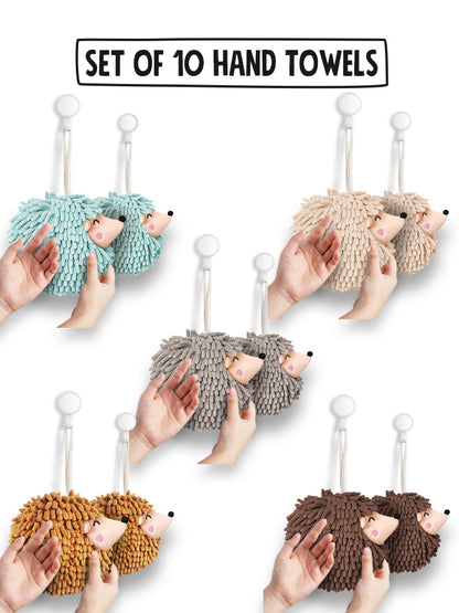 10-Piece Smiley Hedgehog Hand Towel Set