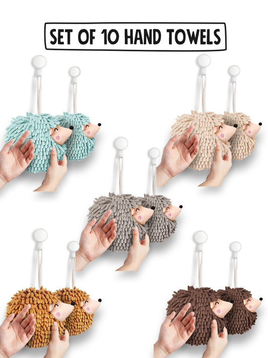 10-Piece Smiley Hedgehog Hand Towel Set