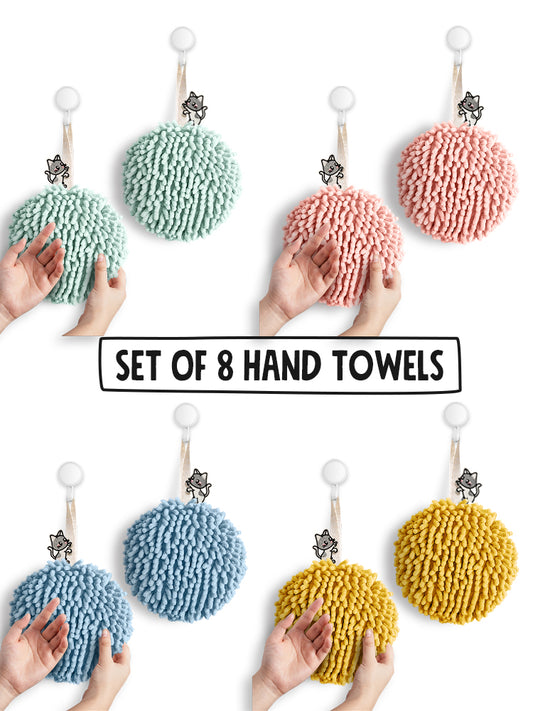 8-Piece Kitty Cat Fuzzy Ball Towel Set