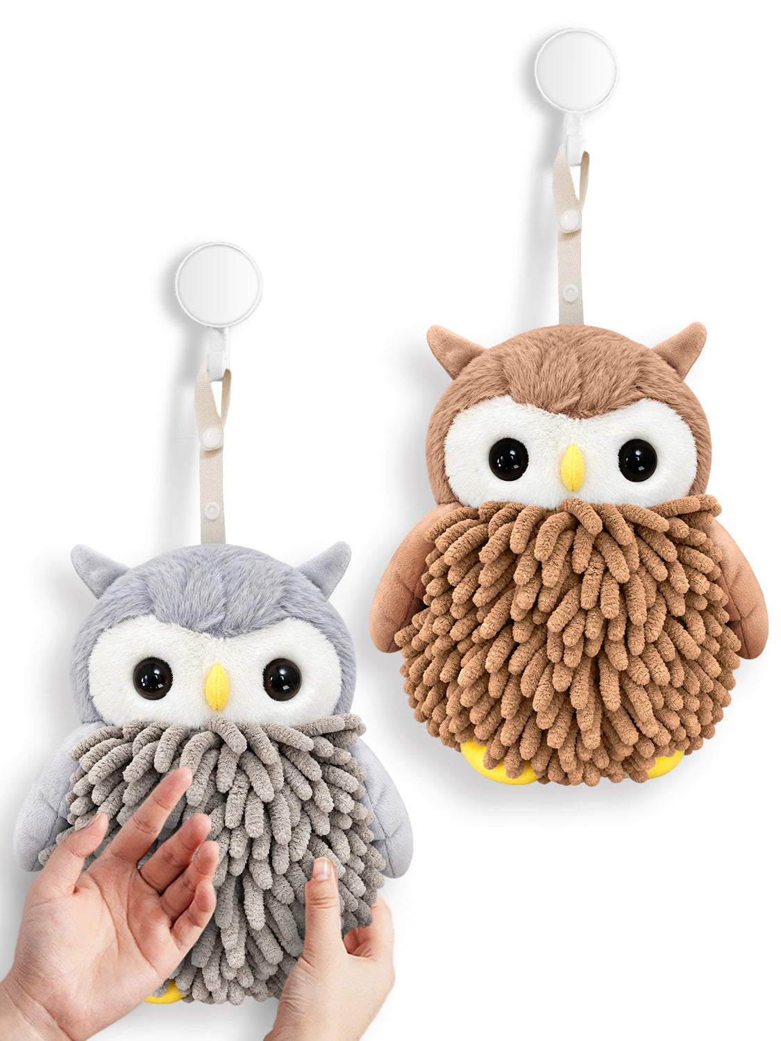 Alfie the Owl Hand Towel Set of 2 – Brown & Gray