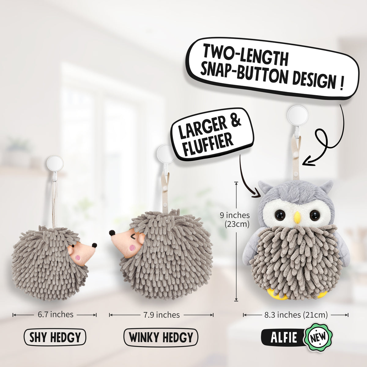 Alfie the Owl Hand Towel Set of 2 – Brown & Gray