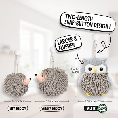 Alfie the Owl Hand Towel Set of 2 – Brown & Gray