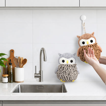 Alfie the Owl Hand Towel Set of 2 – Brown & Gray