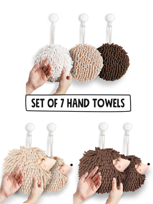 7-Piece Beige-Brown Accent Hand Towel Collection
