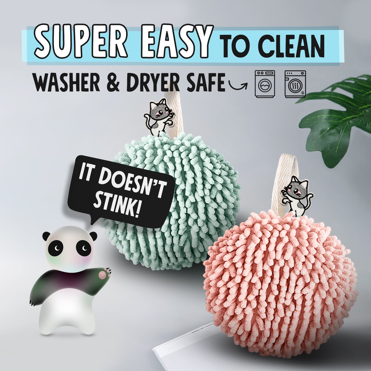 6-Piece Kitty Cat Fuzzy Ball Towel Set • Exclusive Offer