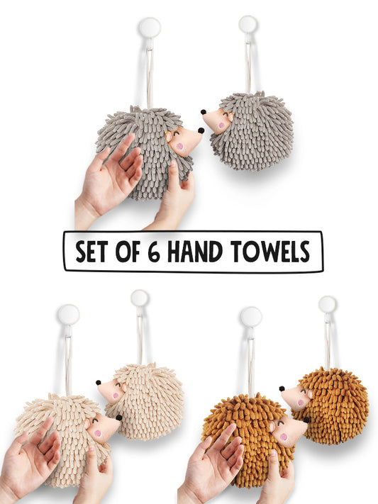 6-Piece Smiley Hedgehog Warm Accent Hand Towel Set