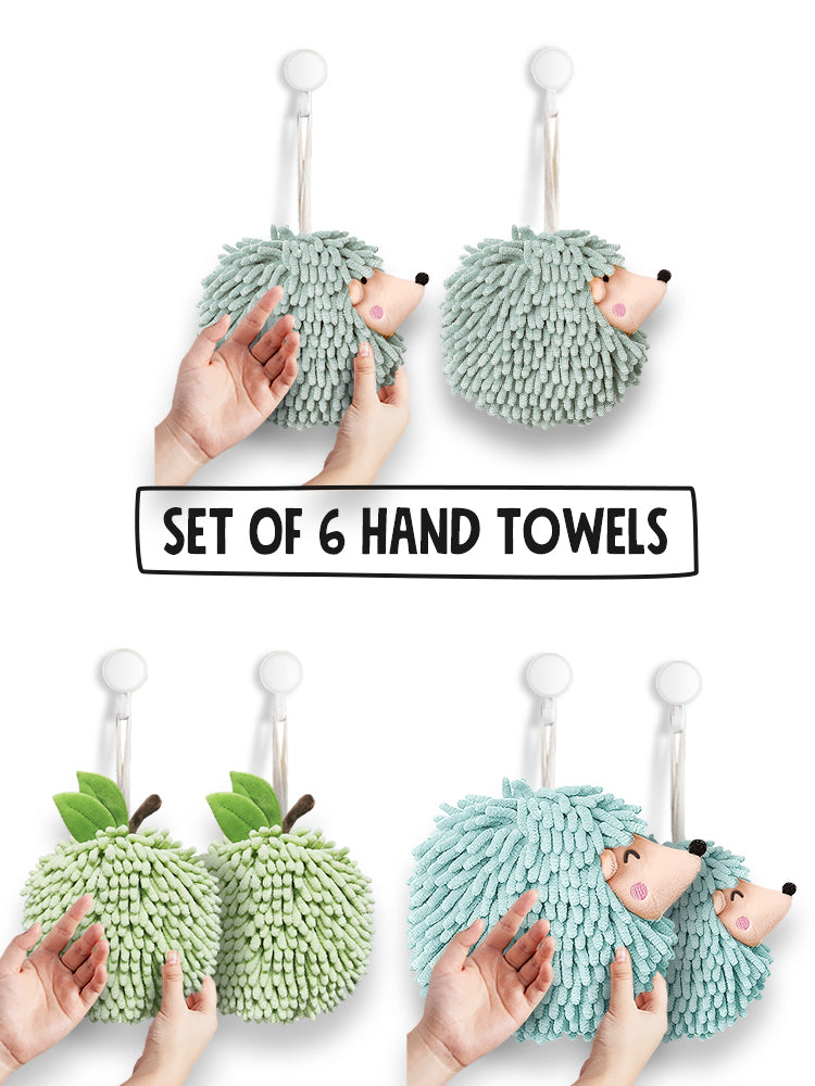 6-Piece Green Accent Hand Towel Collection