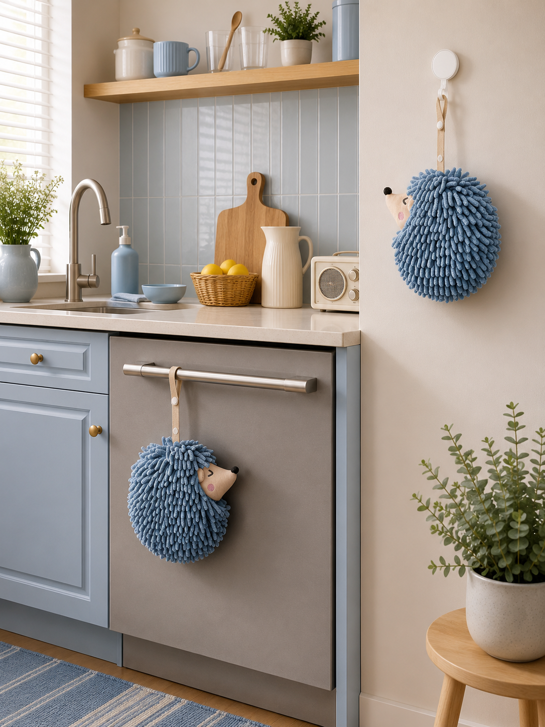 Hedgehog Hand Towel Pack of 2 Blue