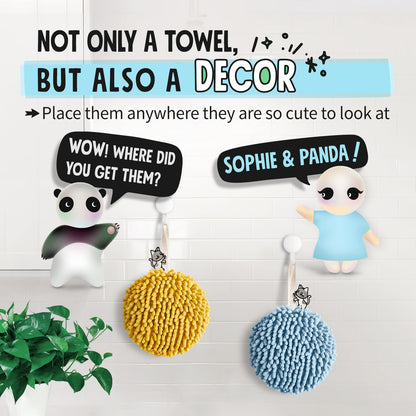 Kitty Cat Fuzzy Ball Towel Puffs Pack of 2 Blue
