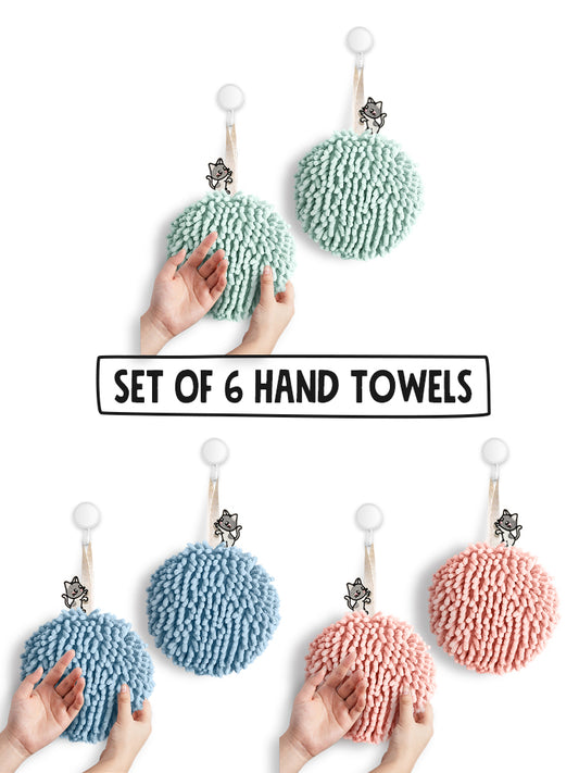 6-Piece Kitty Cat Fuzzy Ball Towel Set • Exclusive Offer
