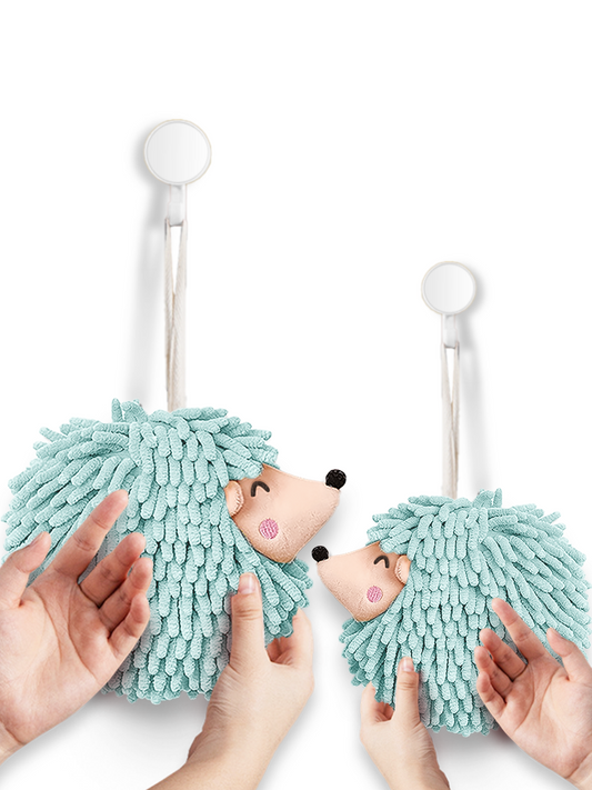 Smiley Hedgehog Hand Towel Pack of 2 (Big+Small) Aqua Mint
