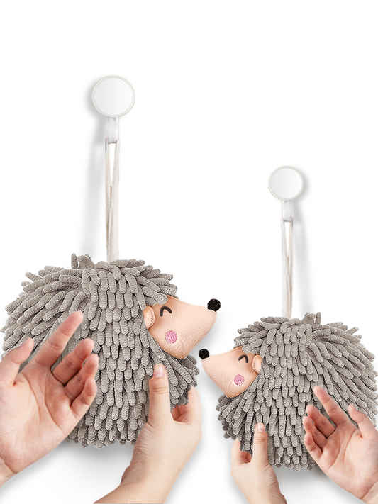 Smiley Hedgehog Hand Towel Pack of 2 (Big+Small) Gray