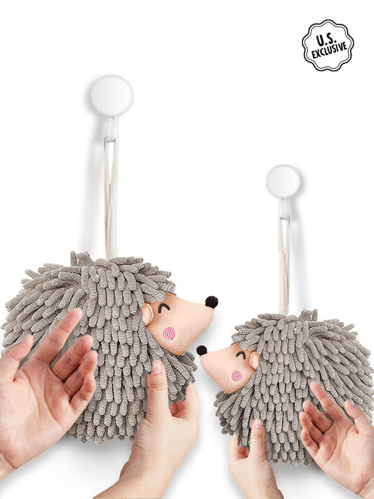 Smiley Hedgehog Hand Towel Pack of 2 (Big+Small) Gray
