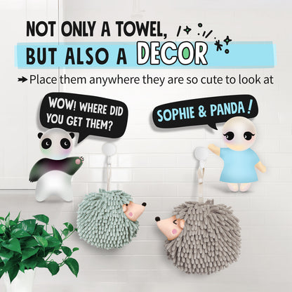 Hedgehog Hand Towels Pack of 2 Gray
