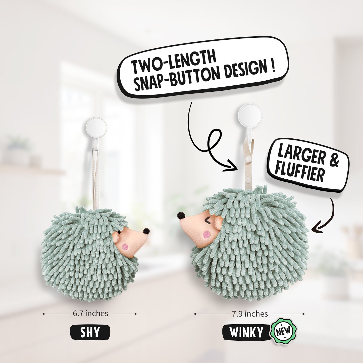 Hedgehog Hand Towels Pack of 2 Mint