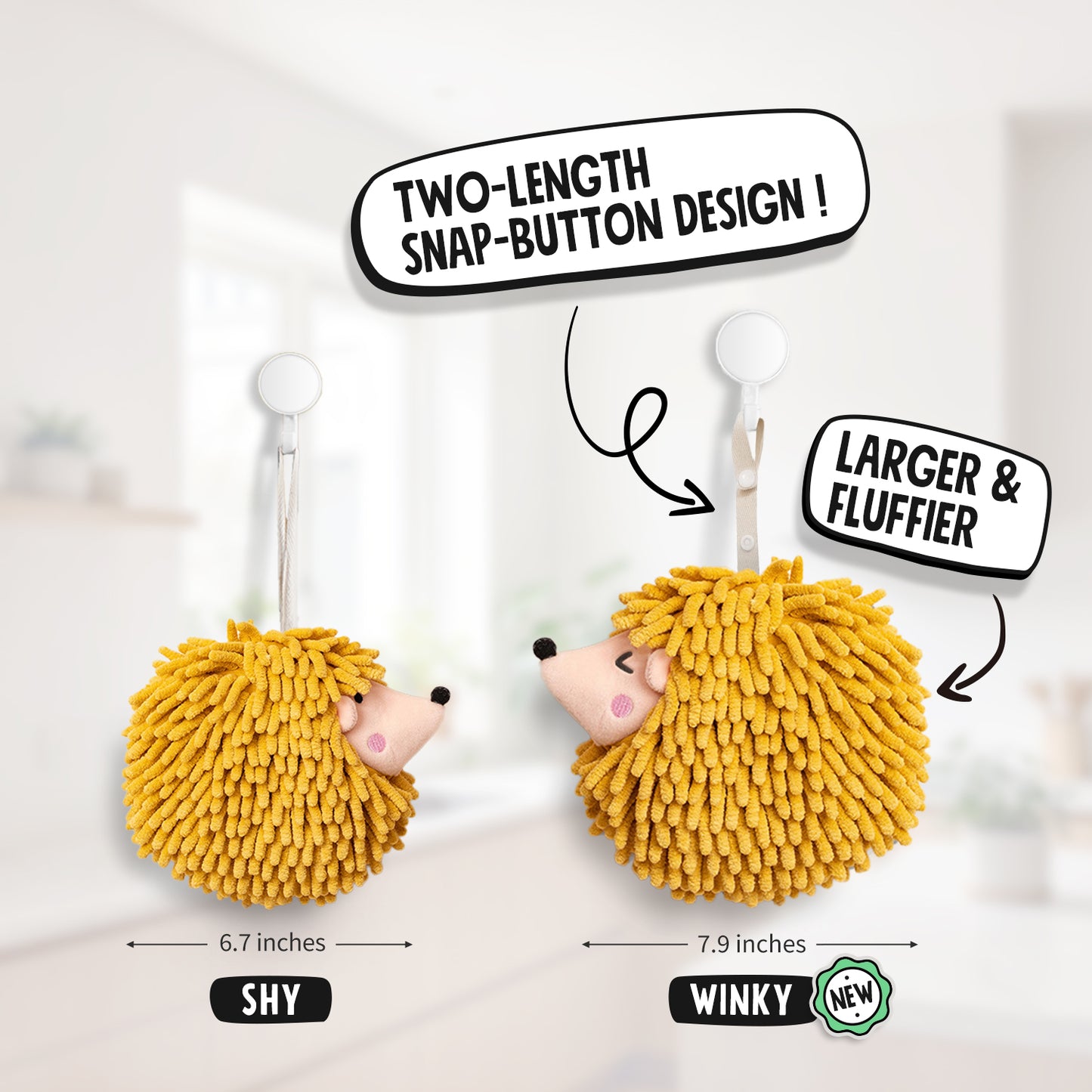 Hedgehog Hand Towels Pack of 2 Yellow