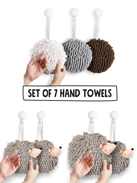 7-Piece Gray Accent Hand Towel Collection