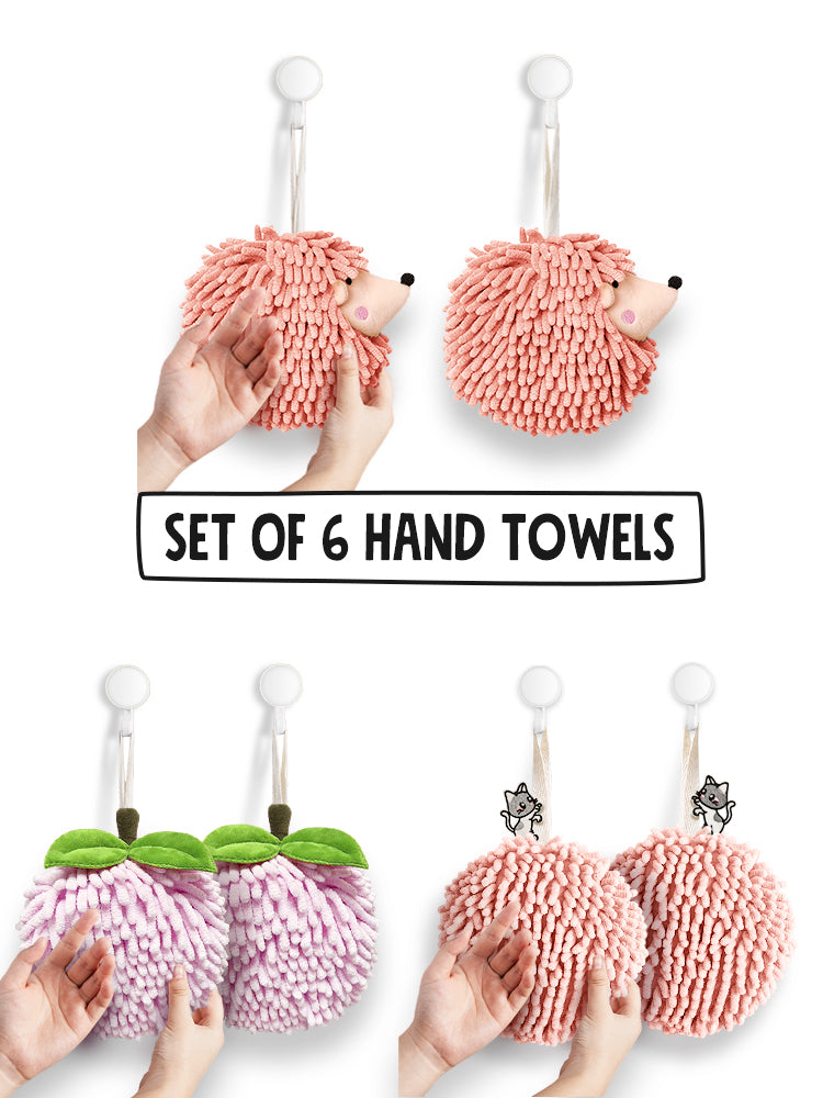 6-Piece Pink Accent Hand Towel Collection