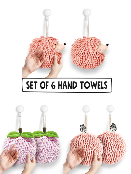 6-Piece Pink Accent Hand Towel Collection
