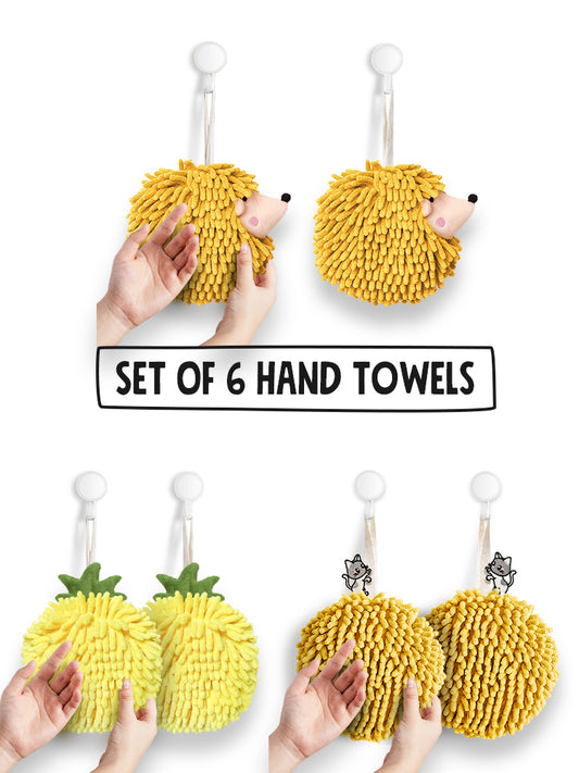 6-Piece Yellow Accent Hand Towel Collection