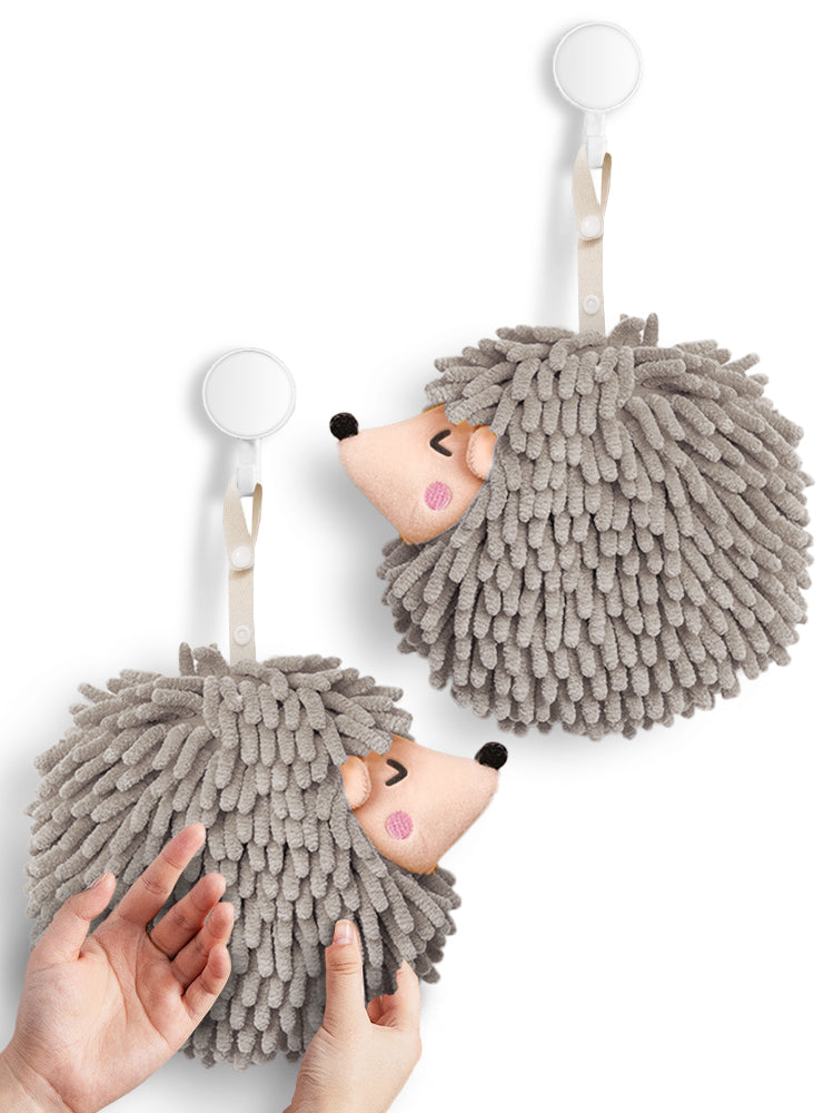 Hedgehog Hand Towels Pack of 2 Gray