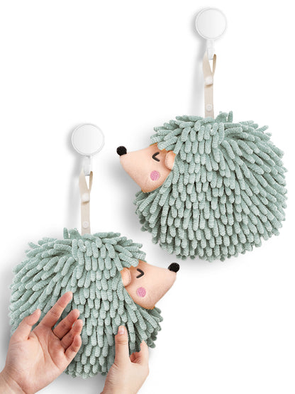 Hedgehog Hand Towels Pack of 2 Mint