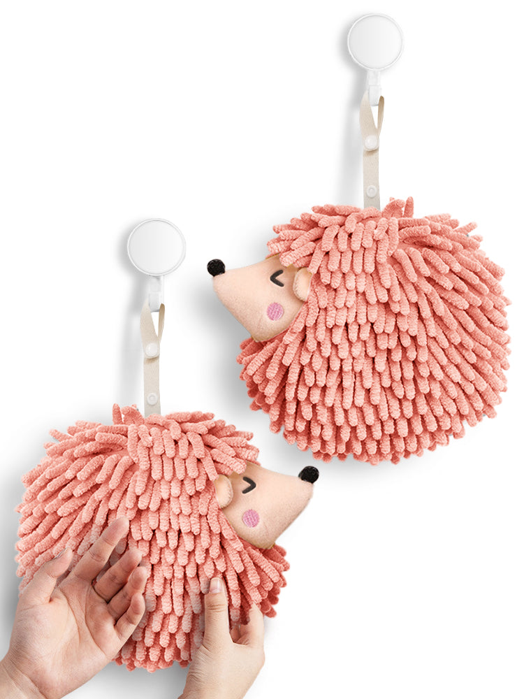 Hedgehog Hand Towels Pack of 2 Pink