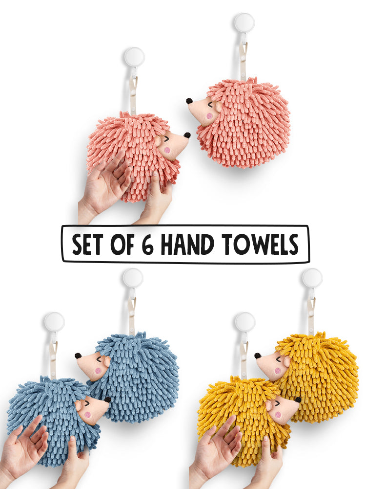 6-Piece Winky Hedgehog Hand Towel Set • Exclusive Offer