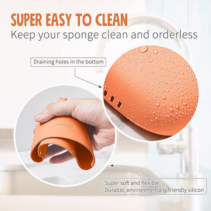 Silicone Sponge Holder (Green & Orange, Set of 2)