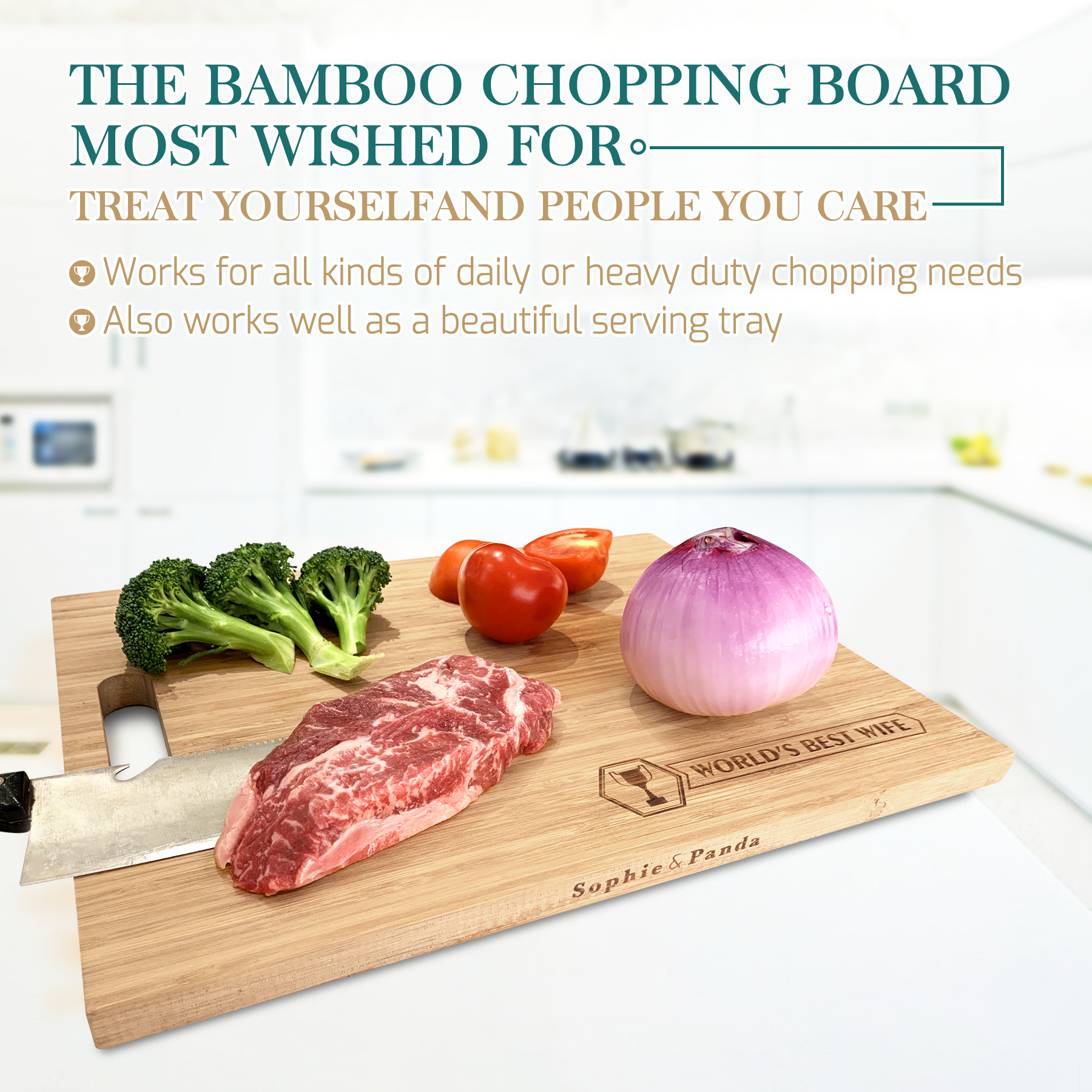 Organic Bamboo Personalized Cutting Board (Best Husband) - Cutting